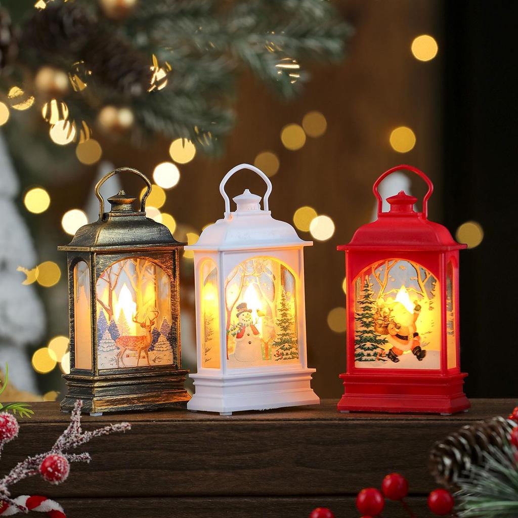 Christmas Snowman and Santa Lantern Night Light