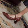 Soft sheepskin black high heels 2025 spring and autumn new French retro thick heel with Mary Jane shoes women's single shoes