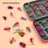 24Pcs/Box-Dry Fly/Handcrafted Mixed Colors Moth Bait Fly Fishing Kit for Trout Bass Salmon (Butterfly) Material Artificial Feather&Rayon