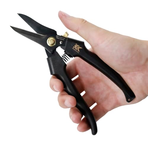 Fujiya Electrician's Straight Scissors with Lock, Black and Gold, FM04-180NL-BG