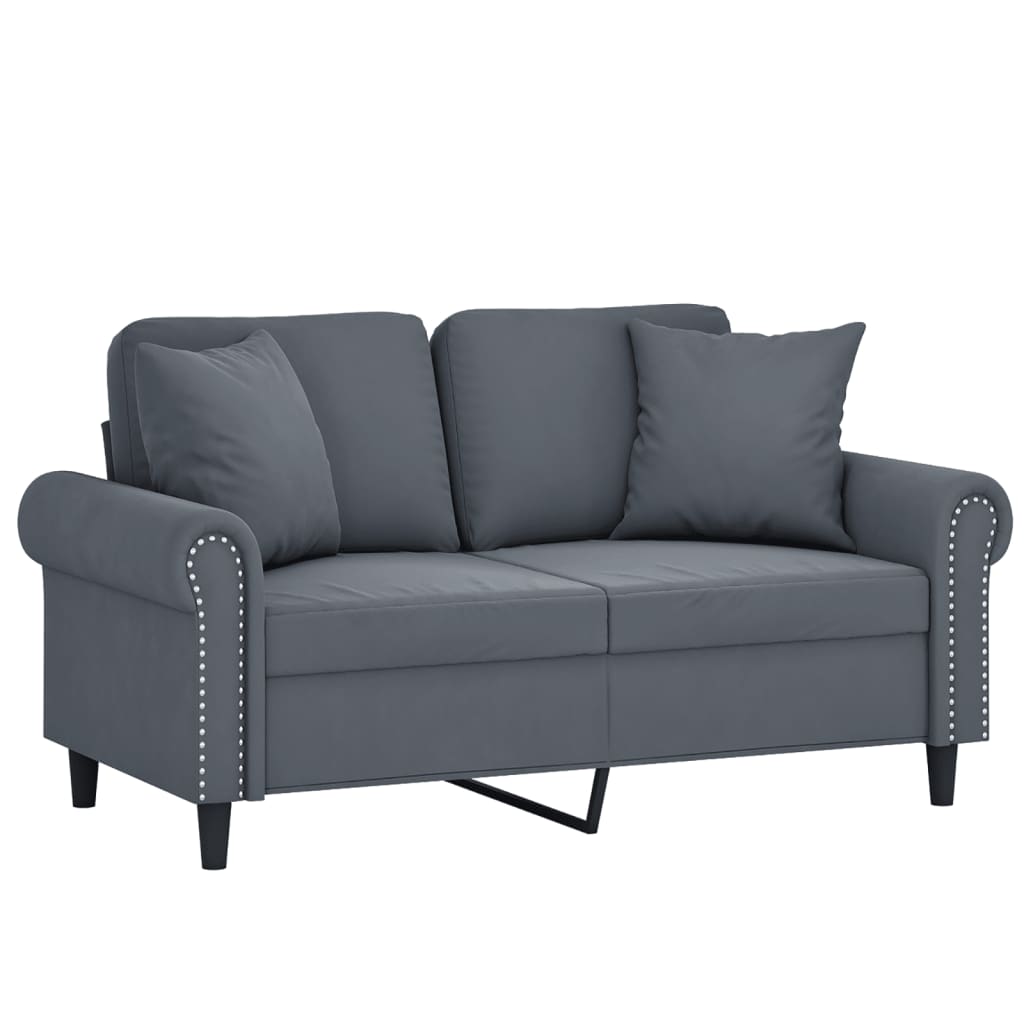 Vidaxl 2-Seater Sofa With Cushions, Dark Grey, 120 Cm, Velvet