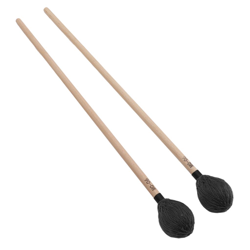 1 Paar Marimba Schlägel Mittelhart Garnkopf mit Ahornstiel zum Perkussionsspielen MQ?06Schwarz