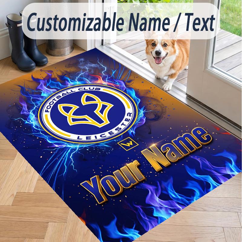 Custom Text Printed Rug Leicester City Non Slip Floor Carpet For Home Room Decor