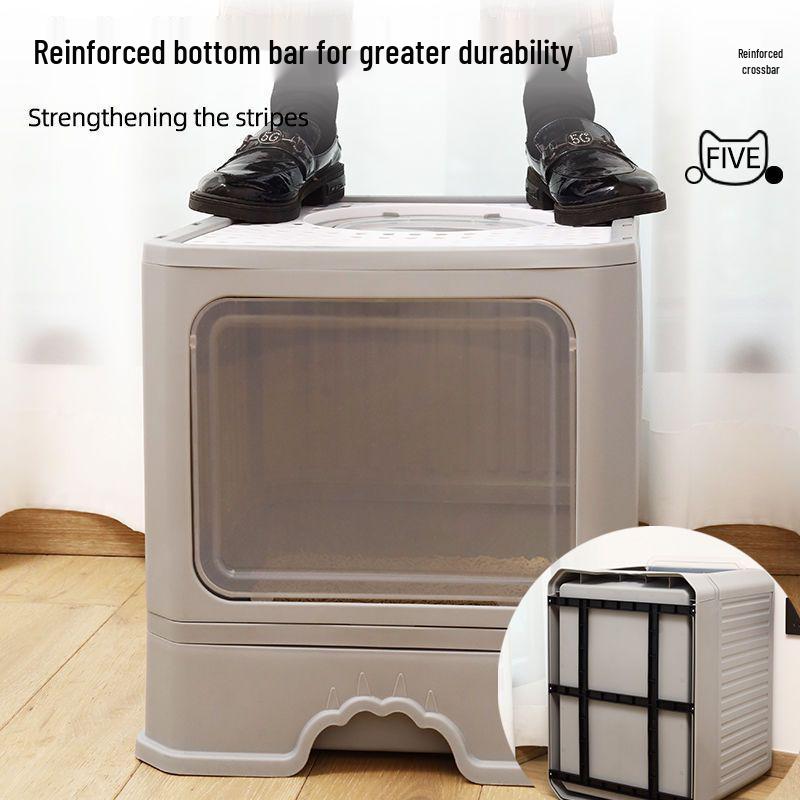 Extra Large Top-Entry Folding Cat Litter Box with Odor Control & Splash Prevention