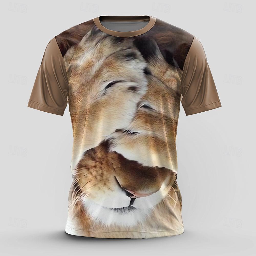 

Men s Graphic Animal Lion T Shirt Short Sleeve T shirt 3D Print Crew Neck Shirt Daily Designer Retro Vintage 5XL