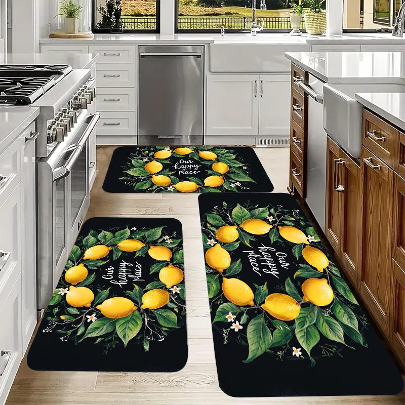 1Pcs Anti Fatigue Kitchen Rug, Lemon Print Waterproof Non-Slip Thick Cushioned Mat Comfort Standing Mat