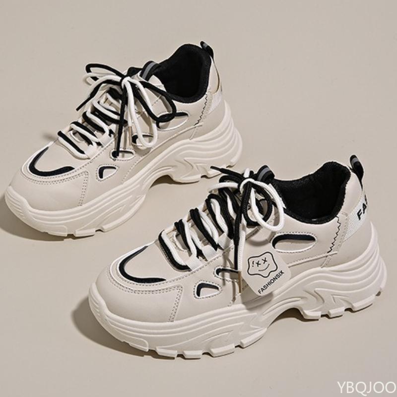 Fashion Autumn Women's New Breathable White Shoes Women's Versatile Thick Soled Sports Leisure Shoes Simple Comfortable Shoes