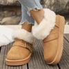 Comemore Thick Bottom Snow Boots Women Winter New Velvet Thickened Warm Round Head Ankle Boots Casual Flat Plush Cotton Shoes