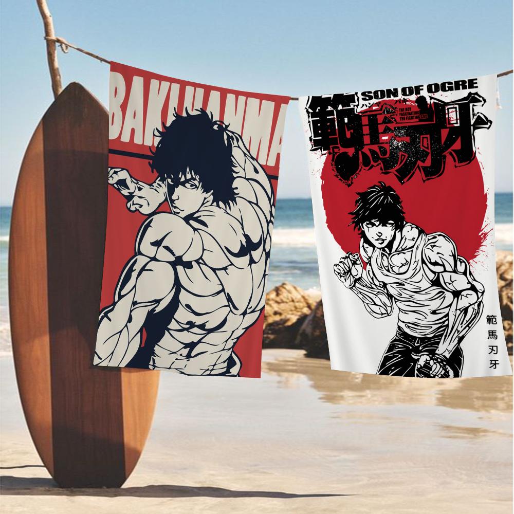 Jmg Household Supplies H-Hanma B-Baki G-Grappler Towel Microfiber Beach Towel Absorbent Quick Dry Soft Yoga Swimming Resort Mountain Climbing Towel