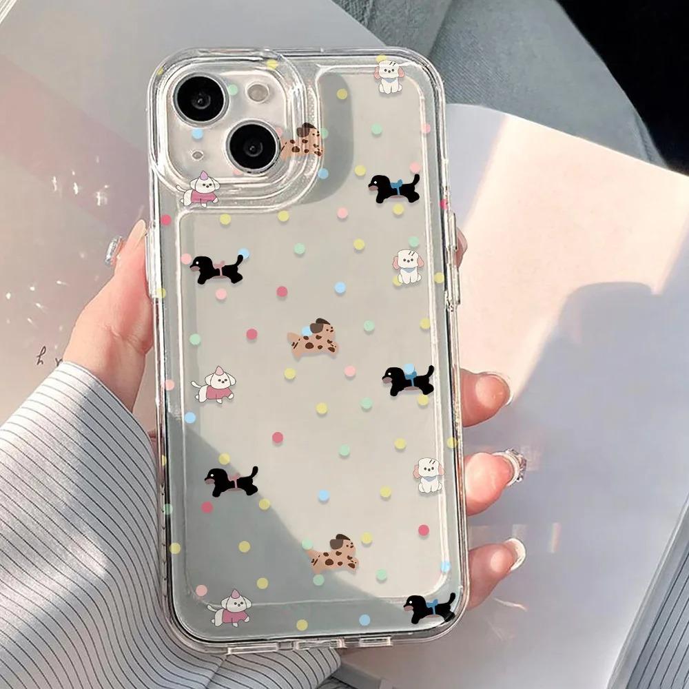 Ins Korean Polka Dots Clear Case For iPhone 17 16 13 12 11 14 15 Pro Max 14 15 16 Plus 16E 17 Air Soft Silicone Shockproof Cover