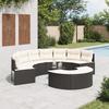 VidaXL Garden Furniture 3 Pcs Semi-Round Black Wicker, Garden Lounge Set, Garden Lounge Frame, Sofa of 3262074