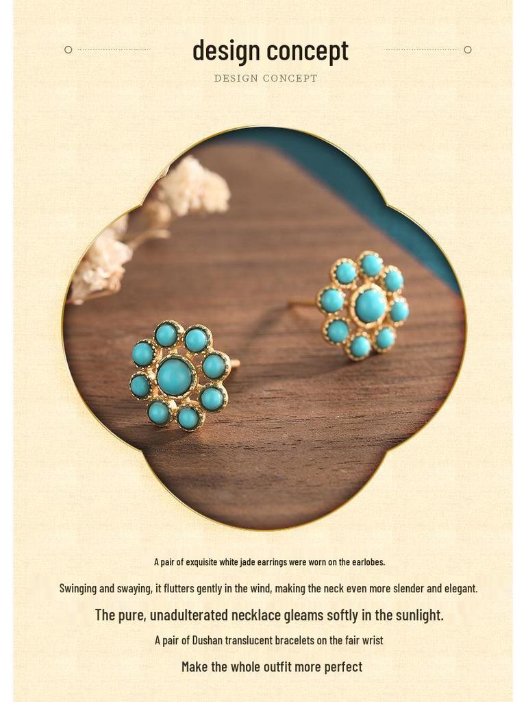 Türkisfarbene Cheongsam-Ohrringe: Design im Hofstil mit 925er Silbernadel