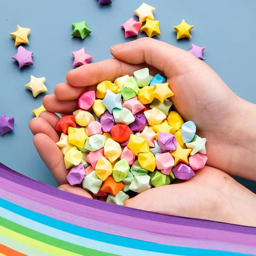 540 Stück bunte Papiere mit Glücksstern-Motiv, zum Selbermachen, handgefertigte Origami-Papierstreifen, Dekor-Faltpapier für Kunsthandwerk