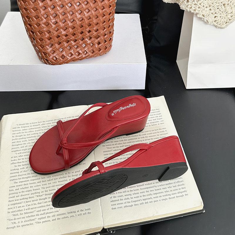 Fashion Fashion Round Toe Ladies Wedges Slippers Shoes Summer Flip Flops Women Wedges Wedges Slippers Heeled Shoes Female Slides Sandals