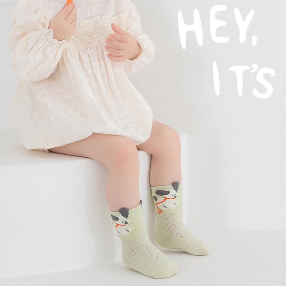 1PCS Thin Mesh Cotton Baby Socks Cute Cartoon Animal Flat Seam No Bone Breathable Mid Socks A-Class Safe Toddler Socks 0-8 Years Old
