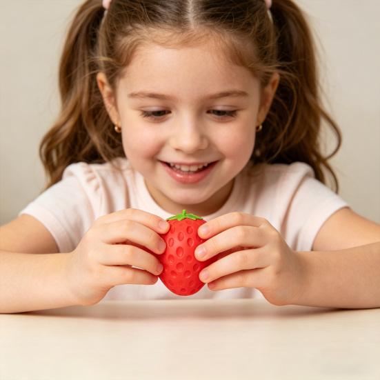 1/2/3 Stück Simulierte Erdbeer-Quetschspielzeug Stressabbau Falsche Frucht Fidget Spielzeug Angstreduzierung Weicher Dehnbarer Sensorischer Stressball