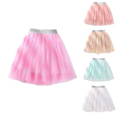 Girls' Star Skirt Summer Children's Pleated Mesh Cute Puffy Skirt