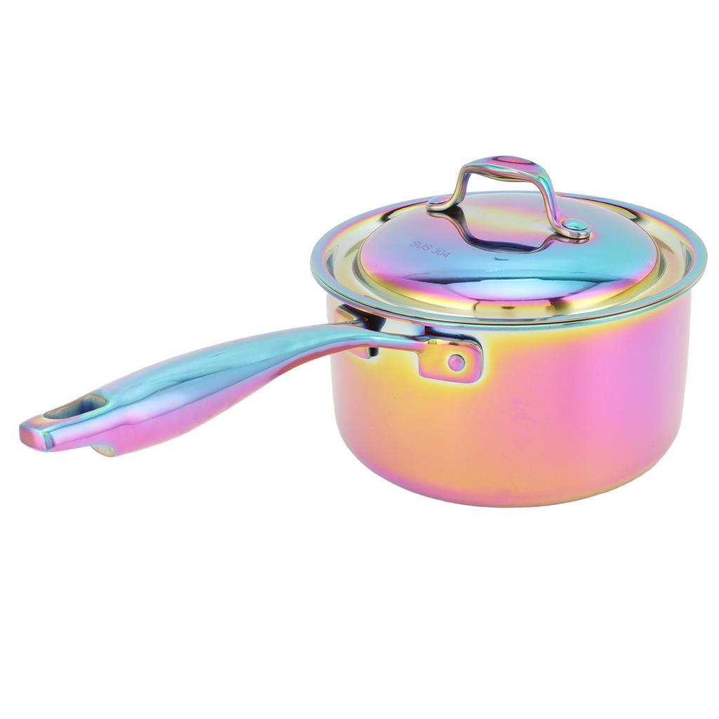 Stainless Steel Thickened Milk Pot with Lid Compound 3‑Layer Bottom Complementary Food Pot