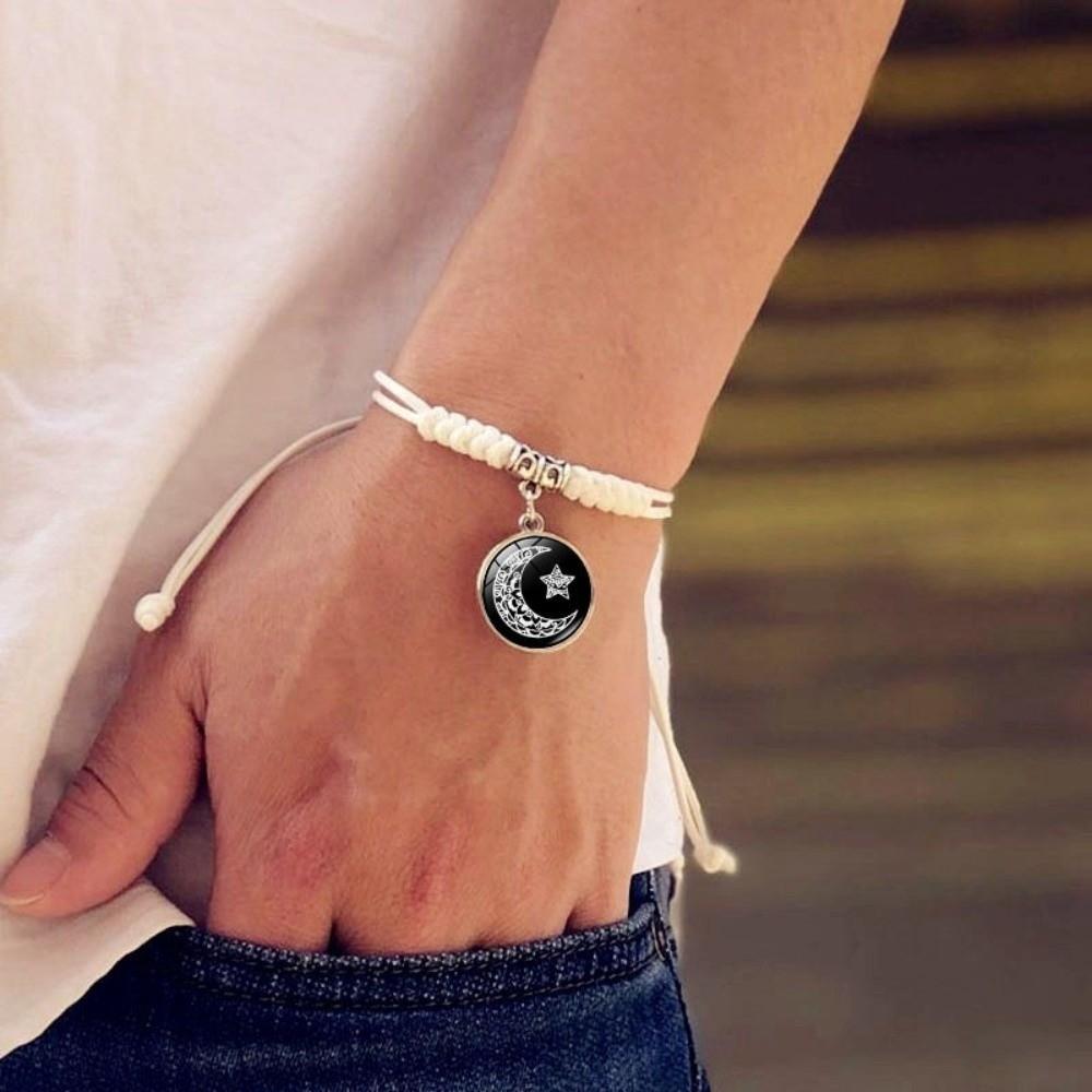 Sun Moon Couple Bracelets Adjustable Hand Chain Retro Braided Bracelet  Couple Jewelry Gift