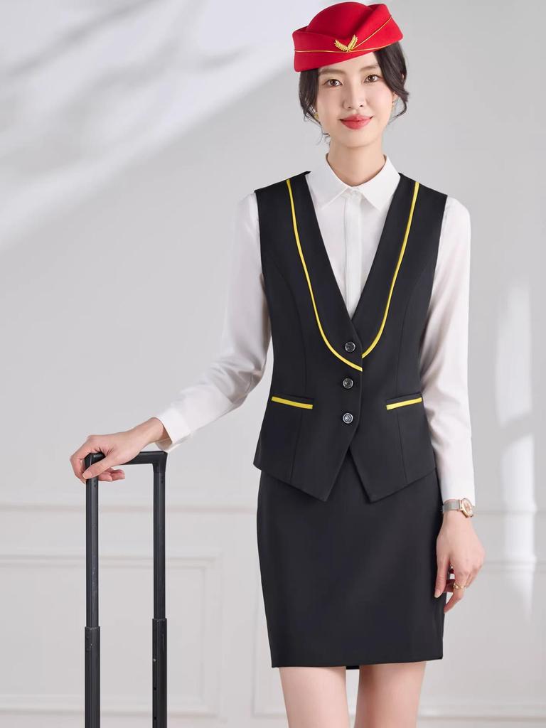 2026 Women's Professional Vest Suit - Spring/Summer New Style: Elegant Receptionist & Flight Attendant Workwear