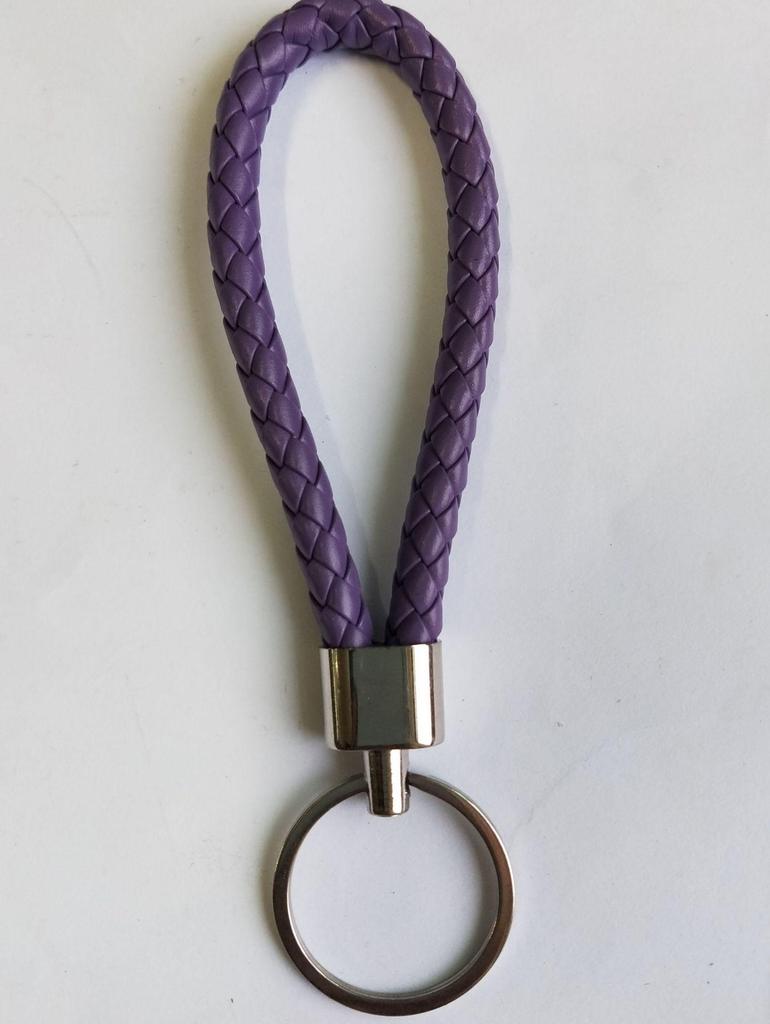 Woven Leather Cord Metal Keychain Pendant