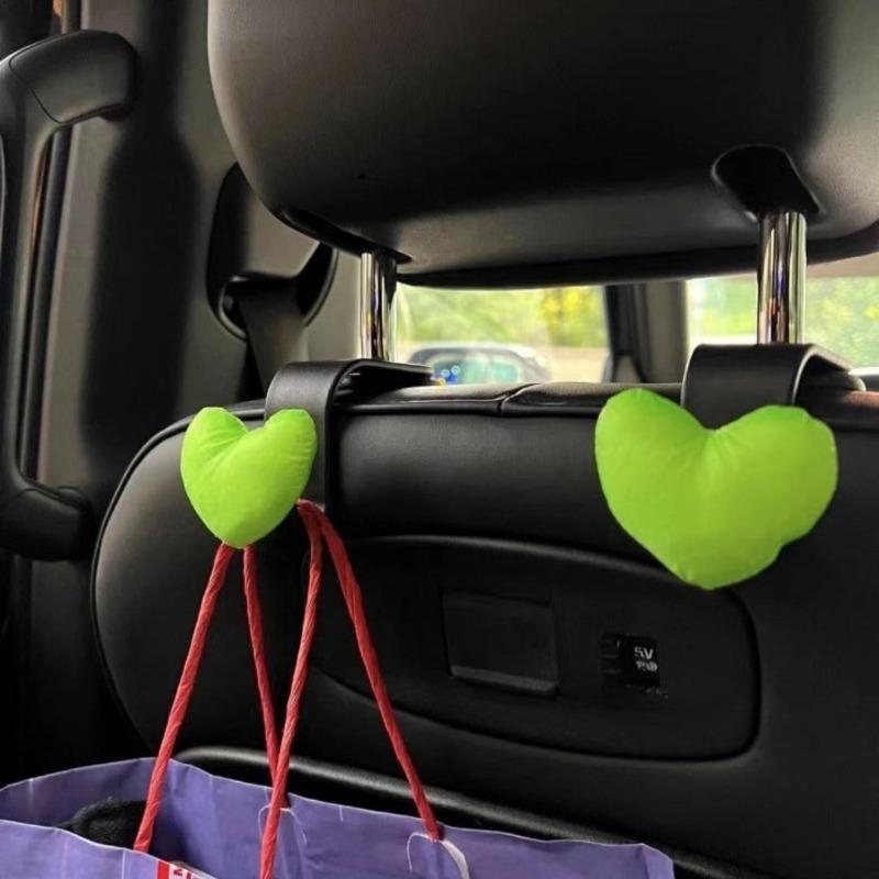 Pack of 2, heart-shaped design car seat back multi-functional hook, creative headrest car hook, hidden small hook