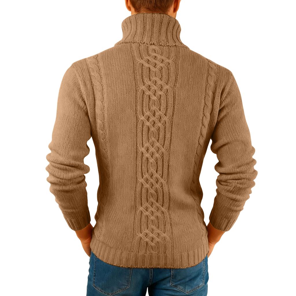 Men's  Fashion  Knitting  Pullover  Long Sleeves  Loose  Flip Collar  Sweater