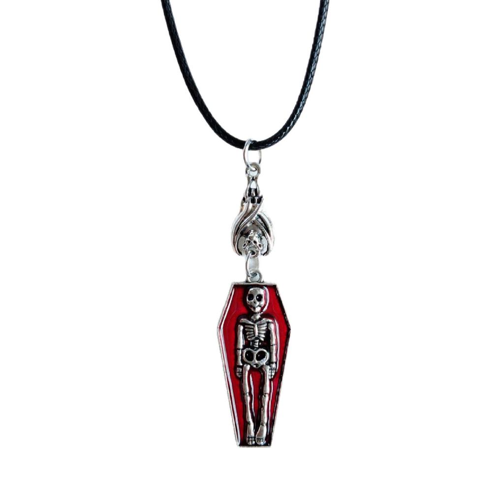 Retro Skull Coffin Pendant Necklace: Halloween Dark Style