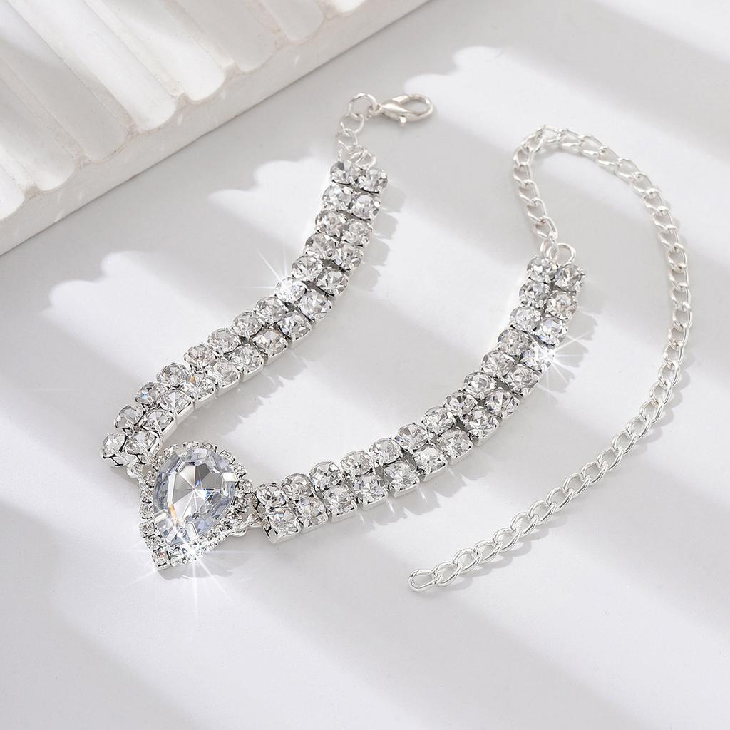 Water Drop Double Anklet Sexy Exotic High Sense Diamond Rhinestone Anklet Women'S Jewelry
