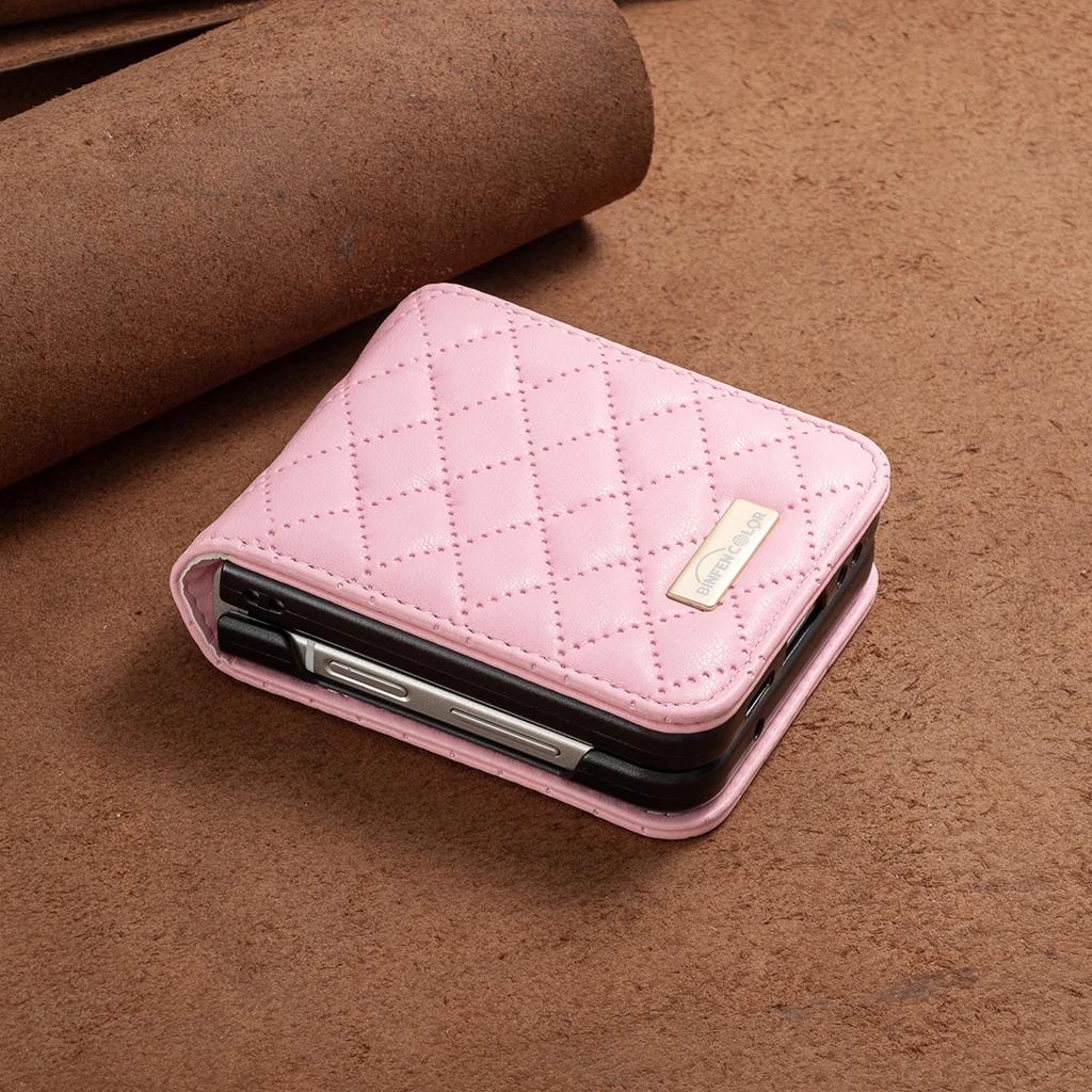 Étui de luxe en cuir pour Samsung Galaxy Z Flip 7 FE 6 5 4 3 5G Flip4 Flip5 Anti-Choc Housse de Protection Sac Sensation Cuir Fundas