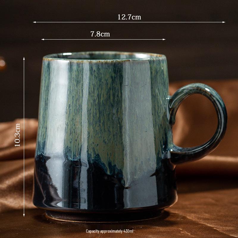 Retro Ceramic Coffee Mug - Large Capacity Coarse Pottery Water and Beer Cup, Light Luxury Design for Home or Office Use