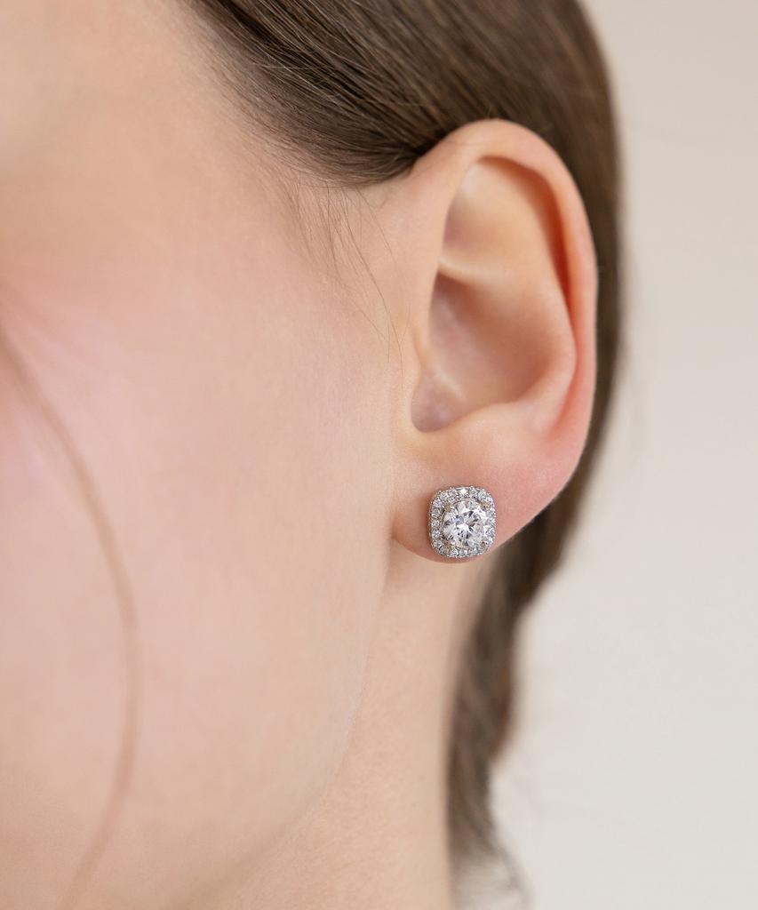 Tatiana Soft Square Halo Cubic Earrings Ec3314