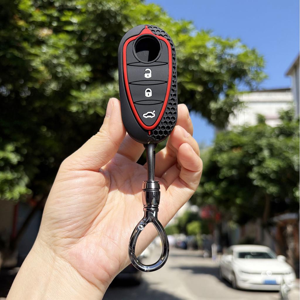 Weiche Silikon-Schlüsselhülle für Alfa Romeo Mito Giulietta 159 GTA 147 156 166 GTO Klappschlüssel Auto Keyless Autozubehör