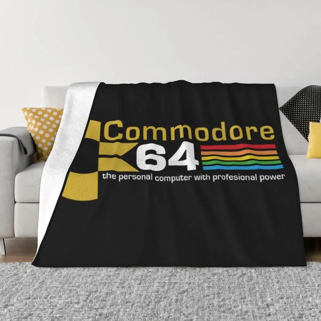 Retro Commodore 64 Blanket Soft Fleece Spring Autumn Warm Flannel C64 Amiga Computer Throw Blankets for Sofa Car Bed Bedspread