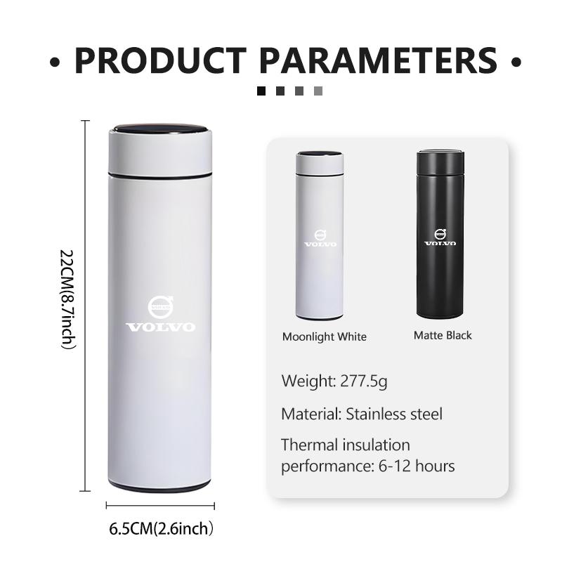 Car Cup Holder Insulated Flask Stainless Steel Auto Travel Thermos For Volvo V40 V60 C30 C70 S60 S80 S90 XC40 XC60 XC70 XC90 T6