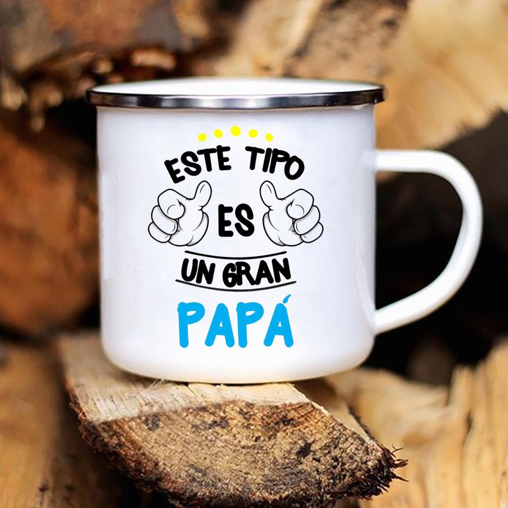 Best Dad In The Word Print Mug Camping Handle Mugs Handle Campfire Party Enamel Cup Creative Coffee Cups The Best Gifts for Dad