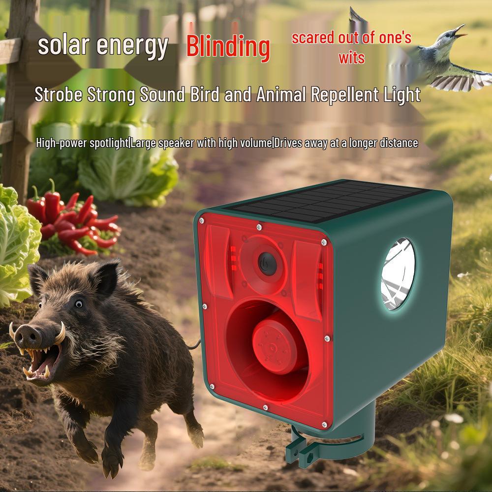 Solar Infrared Bird and Animal Repeller with Sound and Light Alarm N918 Chinese Voice