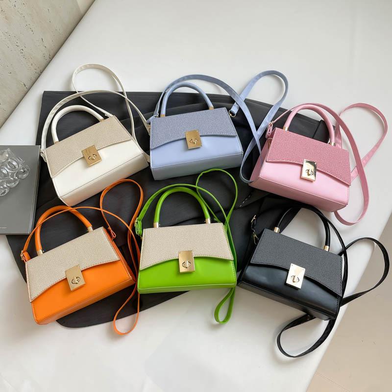 Summer 2025 new simple retro color matching design fashionable shoulder crossbody portable women's small square bag