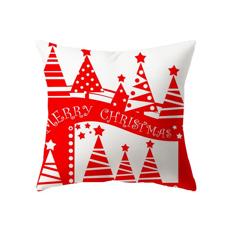 Christmas Theme Cute Elk Print Pattern Cushion Cover Home Living Room Sofa Decoration Square Polyester Pillow Pillow Cover