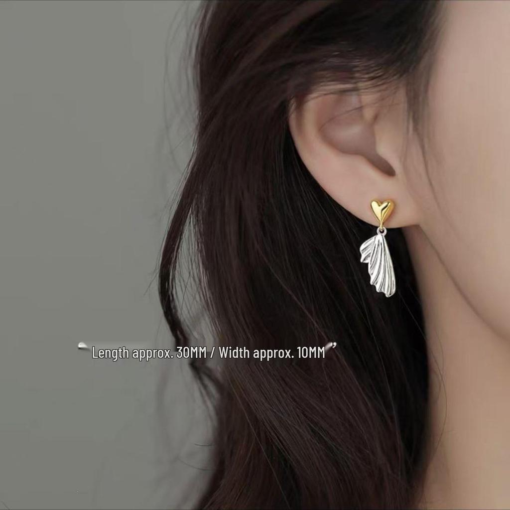 2024 Luxury 925 Silver Feather & Heart Stud Earrings for Women - High-End Niche Style