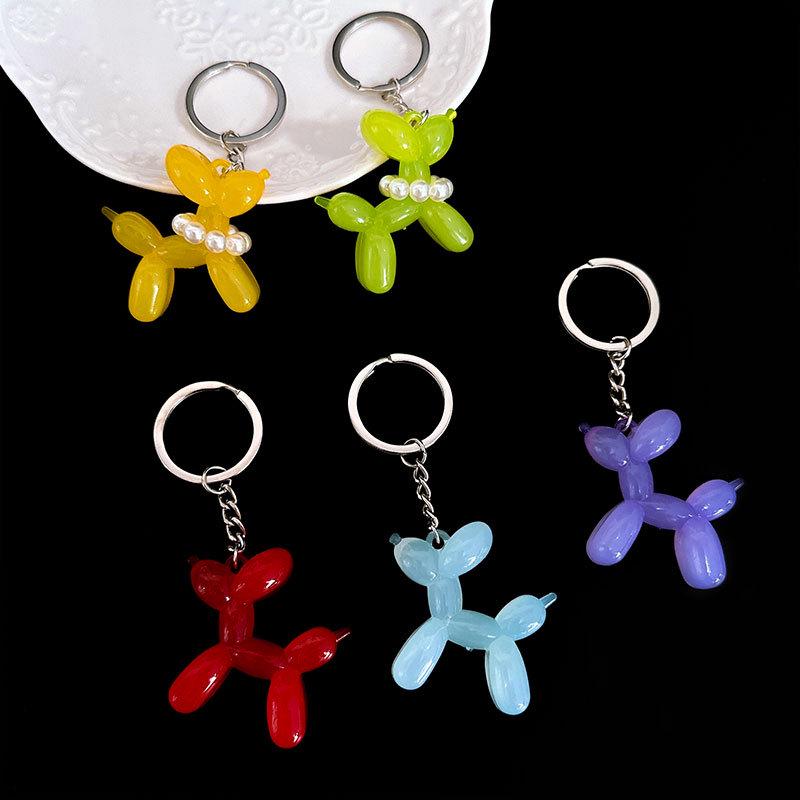 Translucent Candy Pearl Balloon Dog Keychain Pendant