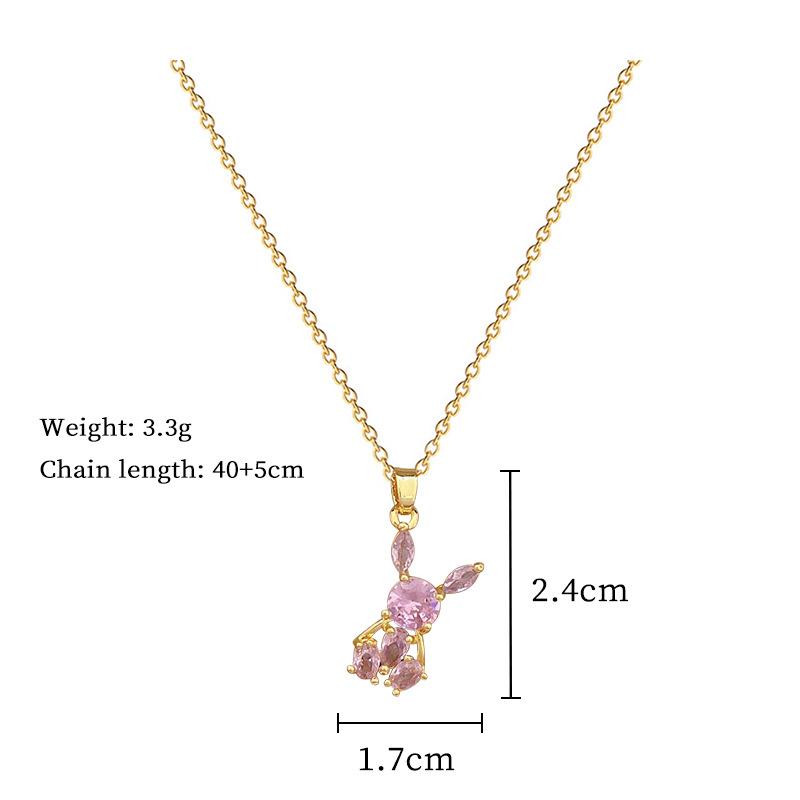 Pink Synthetic Zircon Rabbit Pendant Necklace for Women 2025 New Fashion Jewelry