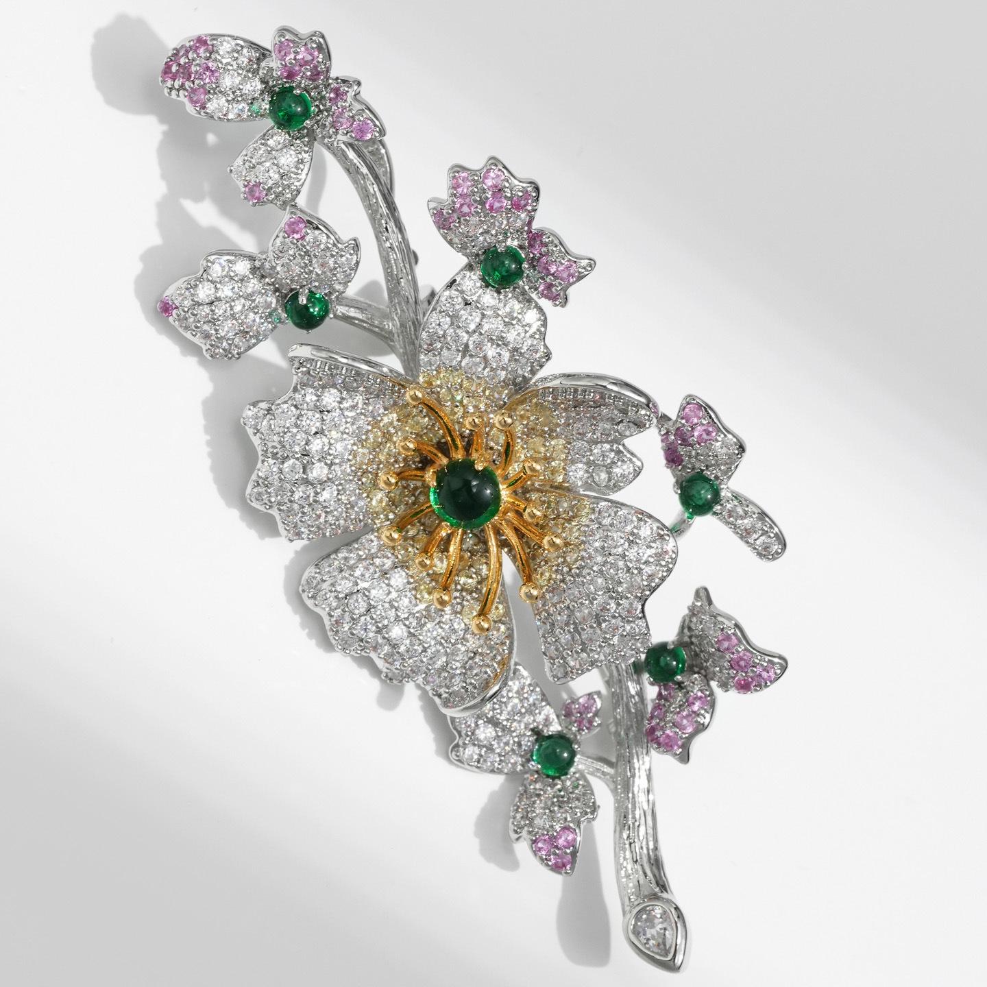 Bo Xin Yun Luxury Emerald Begonia Flower Brooch – Elegant High-End Women s Pin Accessory