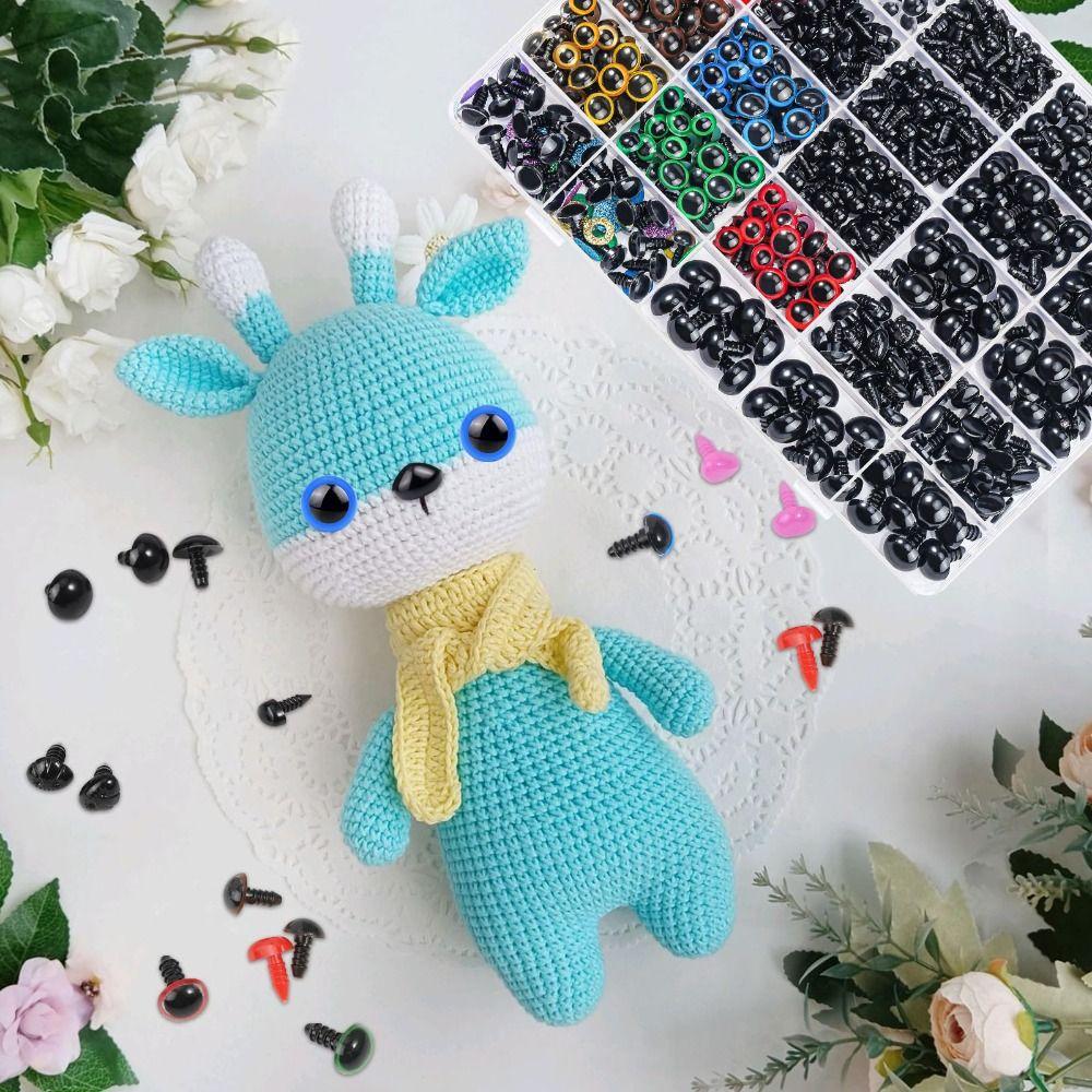 A Box 1040pcs Safety Eyes and Noses Colorful Eyes Plastic Safety Eyes  Crochet Toy Making