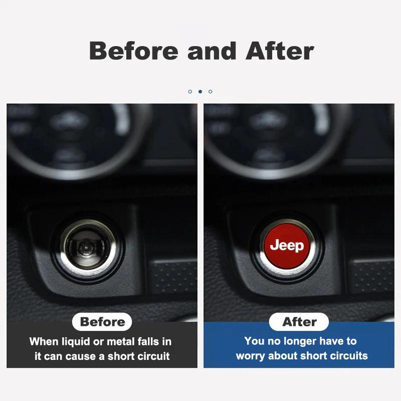 1Pc Dustproof Car Cigarette Lighter Plug Cover Button Cap for Jeep Wrangler JK Gladiator Renegade Patriot Compass Grand Cherokee