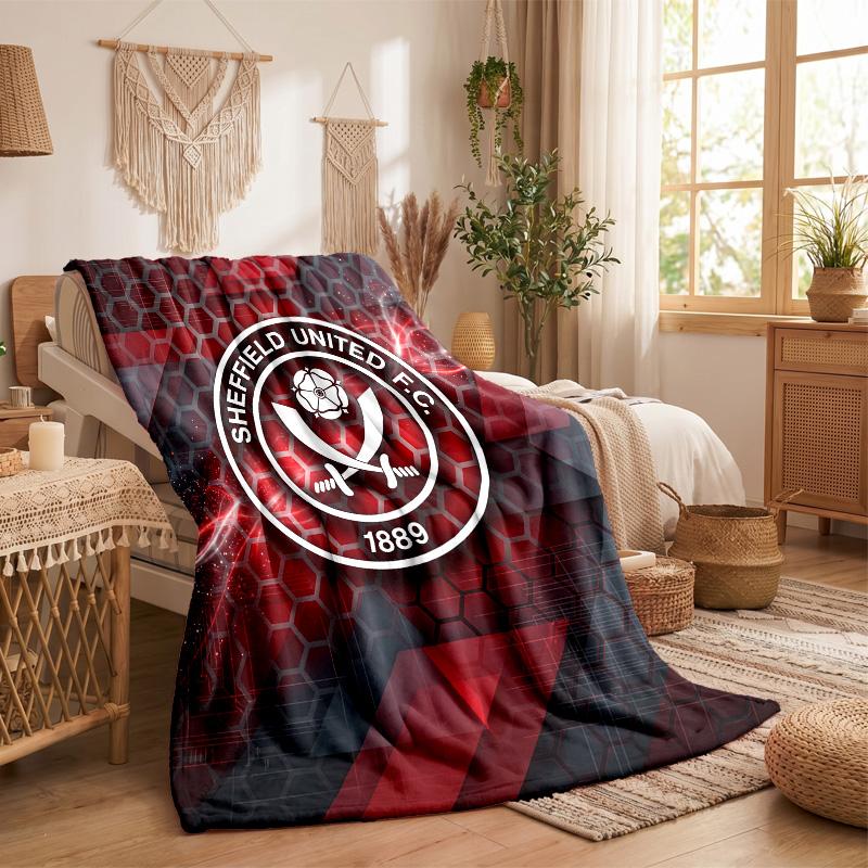 Sheffield United Football Print Flannel Blanket Soft Warm Sofa Bed Throw Blanket For Home Office Bedroom
