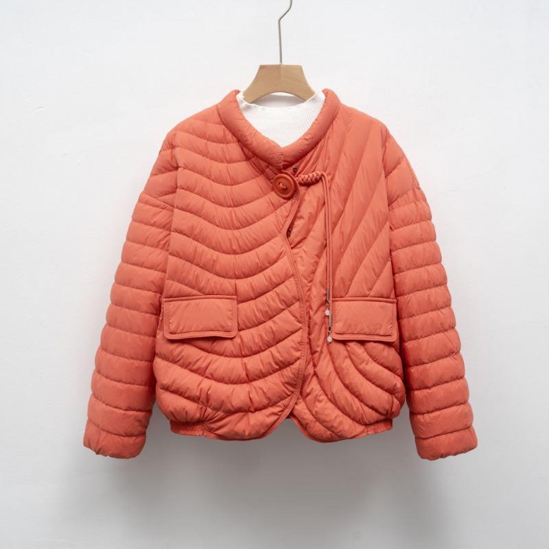 Down jacket new national standard 90 down casual autumn and winter light and simple solid color round neck loose coat
