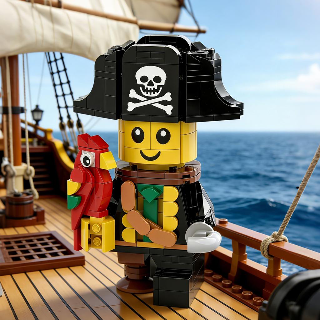 Creative Designer Pirate Mini Doll Piratebaby Figure MOC Tribute Brickhead Pirate Model Building Toy Blocks Idea Party Gifts