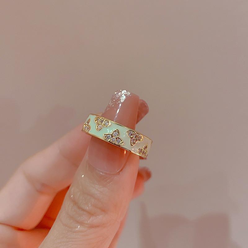 Elegant Adjustable Enamel Butterfly Ring For Women In Contemporary Design With Unique Style