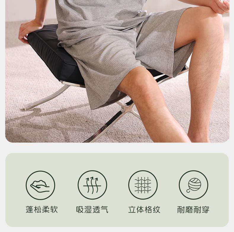 Xuan Liang Sleepwear Men's Summer Thin Cotton Short sleeved Shorts Cool Feel Waffle Outerwear Home Clothes Set